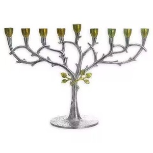 Unique Metal 10 Arms Menorah Candle Holder Stylish <b>Candelabra</b> Decorative Table Centerpiece Accent - Product Image 5