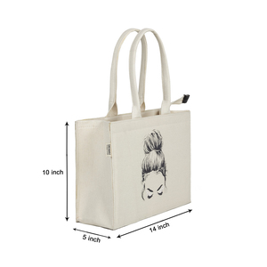 Sac fourre-tout en toile de coton vierge avec poignée, personnalisable avec logo imprimé, design robuste, prix abordable, vente en gros - Product Image 5