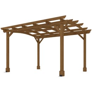 Pergola Moderna in Legno 3x3,6m con Tetto Arcuato Marrone Scuro, Gazebo da Esterno con Traliccio per Piante Rampicanti - Product Image 1