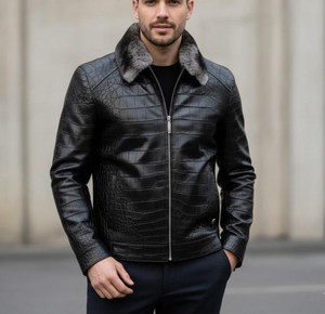 Wholesale Designer Men Genuine <b>Leather</b> Coat for Men Custom High Quality <b>Leather</b> <b>Blazer</b> Men /New Style Fashion Fur <b>Leather</b> <b>Blazer</b> - Product Image 6