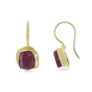 Boucles d'oreilles clous unisexe en cuivre plaqué or avec rubis naturels de qualité AAA, motif floral, design classique, écologiques, pour fiançailles - Product Image 5
