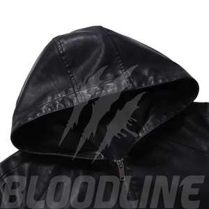 Men's Black PU Leather <b>Jacket</b> Moto Biker <b>Jacket</b> Men Hooded Leather <b>Jacket</b> <b>Slim</b> <b>Fit</b> Biker <b>Jacket</b> PU Leather Motorcycle <b>Jacket</b> - Product Image 3