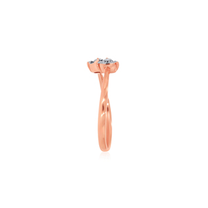 <b>Two</b>-<b>Stone</b> Heart Diamond <b>Ring</b>, 14K Rose Gold Bypass Band Sparkle Accent Elegant Jewelry for Women - Product Image 4