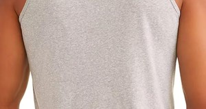 เสื้อกล้ามถักลายทางสีเทาสำหรับผู้ชาย คอกลม สวมใส่สบาย ระบายอากาศได้ดี ผลิตจากผ้าฝ้ายผสม เหมาะสำหรับใส่ในฤดูร้อน - Product Image 2
