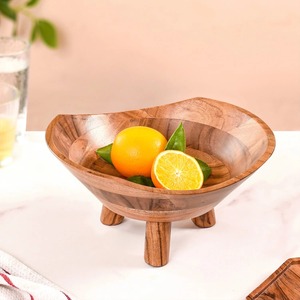 Bol en bois contemporain avec intérieur émaillé brillant, élégant bol de service pour table à manger, cuisine, salade, fruits et cadeaux - Product Image 5