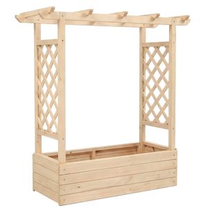 Fioriera Rialzata in Legno Naturale con Traliccio Arcuato 43.5x17.5x44.5in per la Coltivazione - Product Image 1
