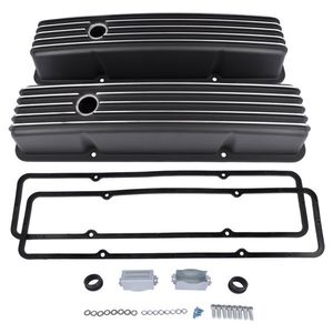 Coperchi Valvole in Alluminio Lucidato per Chevy Small Block 283 302 305 327 350 400 1958-1986, Parti Valvole Nere Fabbricate - Product Image 1