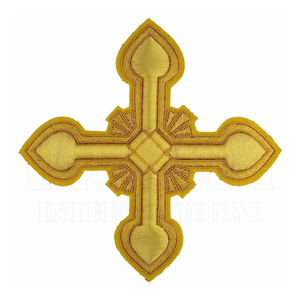 Insignia Religiosa de Cruz Metálica Dorada Hecha a Mano con Base de Fieltro Blanco, Apliques Ecclesiásticos para Fabricantes de Vestimentas - Product Image 3