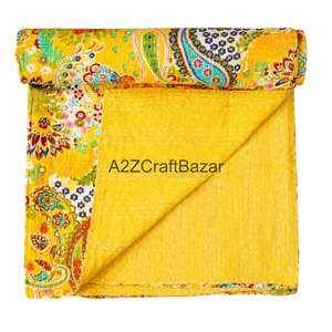 Juego de Edredón de Algodón Orgánico Estampado a Mano, Diseño Tradicional de Lujo, Estilo Kantha Vintage, Transpirable, Ecológico, para Todas las Estaciones - Product Image 1