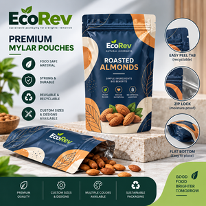Pochette EcoRev refermable avec fermeture éclair, imprimée en sérigraphie avec un motif de lion, personnalisable, emballage alimentaire en matériau BOPP - Product Image 1