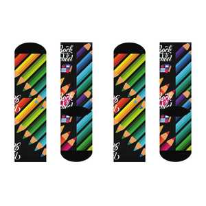 SPLENDID APPAREL Chaussettes mi-mollet pour la rentrée scolaire, imprimé crayons colorés et livres, en coton/fibre de bambou, pour homme, usage quotidien, style printemps, numérique - Product Image 3