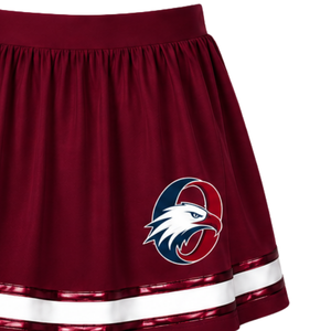 Jupe de cheerleading bordeaux plissée, jupe d'uniforme athlétique avec bordure rayée, tenue de performance d'équipe, vêtements de sport personnalisés - Product Image 6