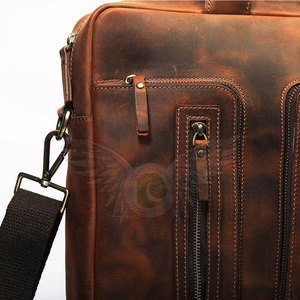 Sac pour ordinateur portable en cuir véritable durable pour les activités professionnelles quotidiennes avec plusieurs compartiments pour un rangement organisé - Product Image 3