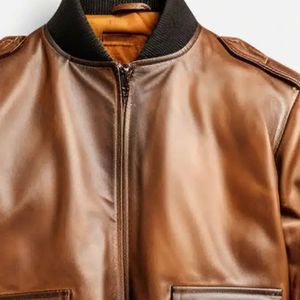 High Quality <b>Winter</b> Formal Men's Leather <b>Jackets</b> with Stand Collar and Front Logo <b>Waterproof</b> Breathable & Eco-Friendly - Product Image 3