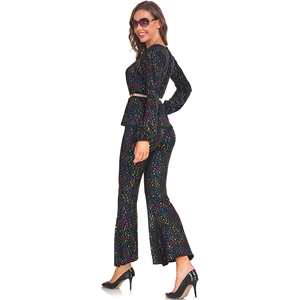 Costume de scène rétro disco noir brillant pour Halloween, festival de musique, costumes de performance européens et américains des années 70 - Product Image 6