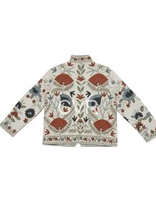 Manteau en coton à col mandarin brodé à la main de style bohème, manches longues, vêtements d'extérieur décontractés d'automne pour femmes - Product Image 2