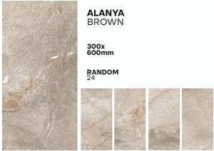 SATHIYA TILES Alanya Brown Porcelain Glossy Brick <b>Wall</b> Imitation Texture Anti-Slip Wear-Resistant 300x600mm Villa Bedroom Mall - Product Image 5