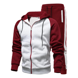 Conjunto Deportivo para Hombre con Capucha, Bloques de Color Morado y Amarillo, Cierre de Cremallera, Manga Larga, Estilo Casual para Otoño - Product Image 4