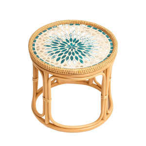Wholesale Modern Rattan Handmade Lightweight Decorative Coffee <b>Table</b> Mother Pearl Boho Nesting <b>Table</b> Living Room Furniture Home - Product Image 2