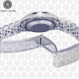 Montre de luxe Charm Jewells en acier inoxydable, boîtier 40 mm, mouvement mécanique analogique, mode masculine, accents de diamants, date automatique, étanche - Product Image 2