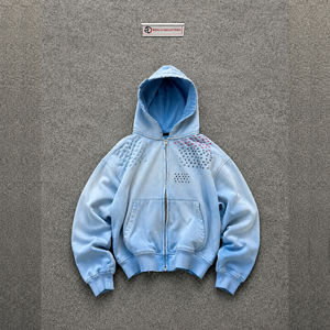 Sudadera con Capucha Azul de Algodón Suave para Hombre, Estilo Urbano Oversize con Detalles Transpirables y Desgastados, Manga Regular, ¡Oferta Francesa! - Product Image 5