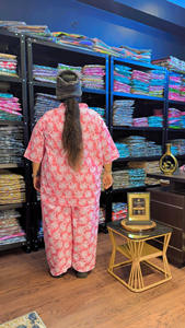 Womens Pure Cotton Office Lady Printed Co-Ord Set | Above Knee Top & Pant | Breathable | One Side Pocket | Sizes S-10XL - Product Image 2