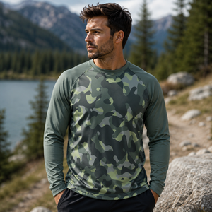 Custom Men's Long Sleeve Camouflage Gym T-Shirt Quick Dry Breathable Athletic Fitness Training Sportswear <b>Camo</b> Running <b>Top</b> - Product Image 6