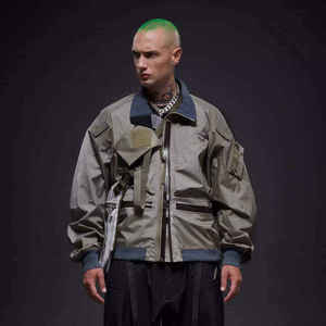Mens <b>Techwear</b> Tactical Bomber <b>Jacket</b> Waterproof Streetwear Utility Outerwear - Product Image 1