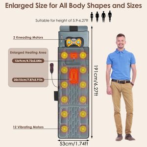 Tappetino Massaggiante Shiatsu a 9 Modalità per Tutto il Corpo con Supporto Lombare Gonfiabile e Terapia del Calore per Massaggiatori di Schiena, Fianchi e Gambe - Product Image 3