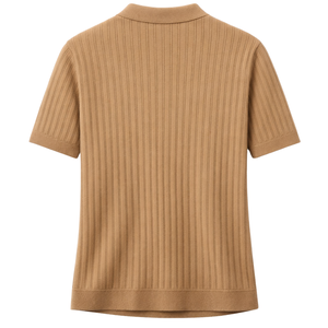 Polo de punto de algodón a rayas para hombre, manga corta, textura acanalada premium, corte ajustado, informal, elegante, para verano, transpirable, al por mayor - Product Image 3