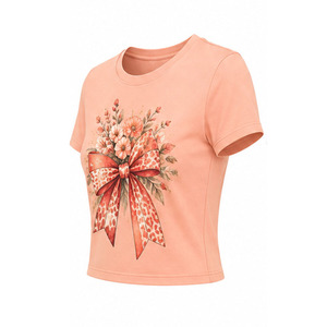 Women's Regular Fit Premium Cotton Eco-Friendly Moisture Wicking Lightweight Summer Print <b>Crop</b> Tee-Everyday Wear Streetwear - Product Image 3