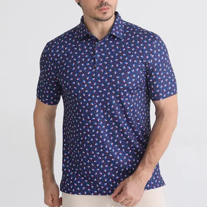 Polo à manches courtes imprimé pour homme, coupe classique, décontracté, 100% coton popeline respirant, motif imprimé, vente en gros, 100% polyester - Product Image 1