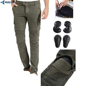 Pantalon de moto Daizen Star pour homme en polyester/coton vert olive avec panneaux renforcés et poches cargo pour toutes les saisons - Product Image 2