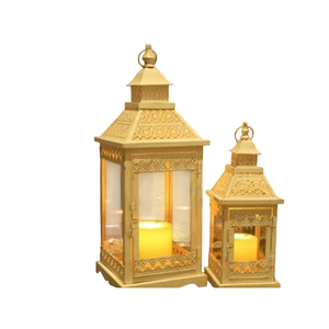 Handcrafted Metal Candle <b>Lantern</b> With <b>Gold</b> Handle Black Finish For Home Decor & Diwali Decoration Indoor Outdoor Use Low Price - Product Image 6