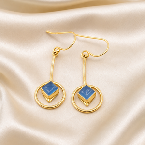 Blue Chalcedony Geometric <b>Dangle</b> <b>Earrings</b> 925 Sterling Silver Circle Drop <b>Earrings</b> Rose <b>Gold</b> Yellow <b>Gold</b> Plated Christmas Gift - Product Image 6