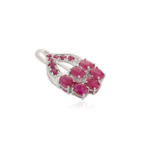 Wholesale 925 Sterling Silver <b>Ruby</b> Pendant Natural <b>Ruby</b> Cluster Drop <b>Necklace</b> Rhodium Plated Luxury Fine Jewelry for Women OEM - Product Image 3