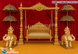 Colorido conjunto de columpios de madera para escenario nocturno de Mehndi, el más vendido, para ceremonia musulmana de Walima, con juego a juego, EE. UU. - Product Image 6