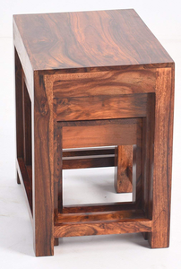 Mesas Auxiliares de Madera, Taburetes Rústicos de Madera Maciza con Vetas Naturales y Superficies Cuadradas para Sala de Estar, Dormitorio, Baño - Product Image 2