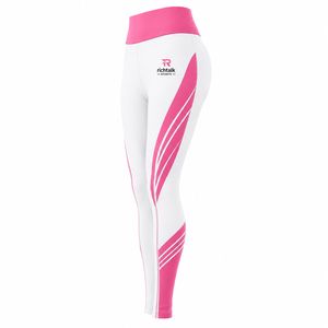 Pantalones de sublimación de poliéster/spandex de cintura alta, transpirables, de secado rápido, ecológicos, para mujer, con diseño de impresión personalizada. - Product Image 3