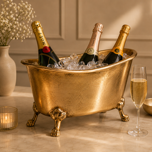 Crest Wave Cubitera de Latón para Champán, Enfriador de Vino Premium Hecho a Mano con Doble Asa, Enfriador de Hielo Duradero para Servicio en Bar - Product Image 6