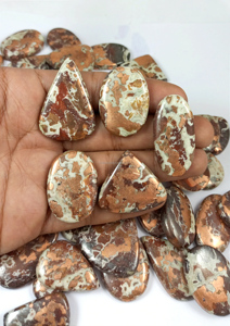 Copper Dolomite Loose Cabochon Gemstone With Natural Brown Gold Patterns Perfect For Rings Pendants Jewelry Making - Product Image 6
