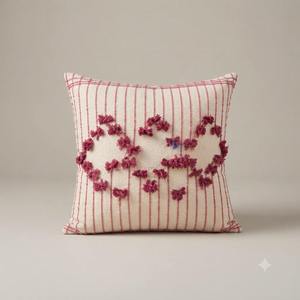 Luxury 100% Linen Embroidered <b>Cushion</b> <b>Cover</b> with Scalloped Edge | Premium Decorative Throw Pillow <b>Cover</b> - Product Image 2