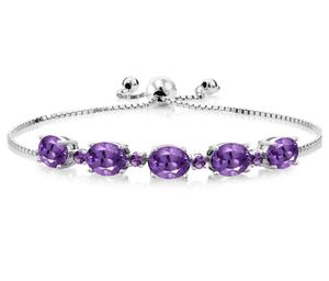 Pulsera de tenis ovalada de amatista púrpura, plata de ley 925 chapada en oro, joyería de lujo elegante con piedras preciosas para mujer, gema de febrero - Product Image 3