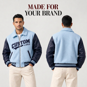 Veste universitaire en chenille personnalisée de qualité supérieure, manches en cuir, corps en laine, veste de style Letterman, vêtements urbains tendance streetwear - Product Image 4