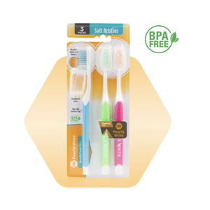 Cepillo de Dientes Delgado y Suave Pearlie White BrushCare, Paquete Triple - Product Image 1