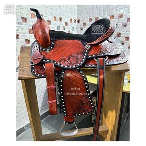 Silla de montar 100% de alta calidad para caballo, asiento de cuero y gamuza, estilo western, con adornos florales hechos a mano. - Product Image 5