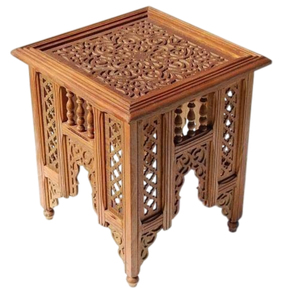 Mesa auxiliar octogonal de madera estilo marroquí, hecha a mano con incrustaciones de madera, mesa auxiliar decorativa, mueble decorativo marroquí para sala de estar - Product Image 4
