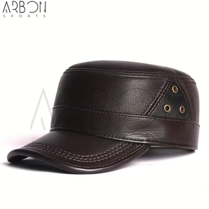 Classic Vintage Fashion Wear Durable Lightweight Comfortable New Trendy High Quality Cowhide Leather <b>Flat</b> <b>Cap</b> For Wholesale Rate - Product Image 3