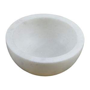 Bol décoratif de table en marbre blanc brillant, design rond, pour hôtel et maison - Product Image 4