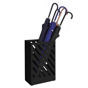 Modern Black Stainless Steel Umbrella Stand One-Sided Capacity Freestanding Home Decoration Storage Rack - Product Image 1